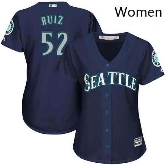 Womens Majestic Seattle Mariners 52 Carlos Ruiz Replica Navy Blue Alternate 2 Cool Base MLB Jersey